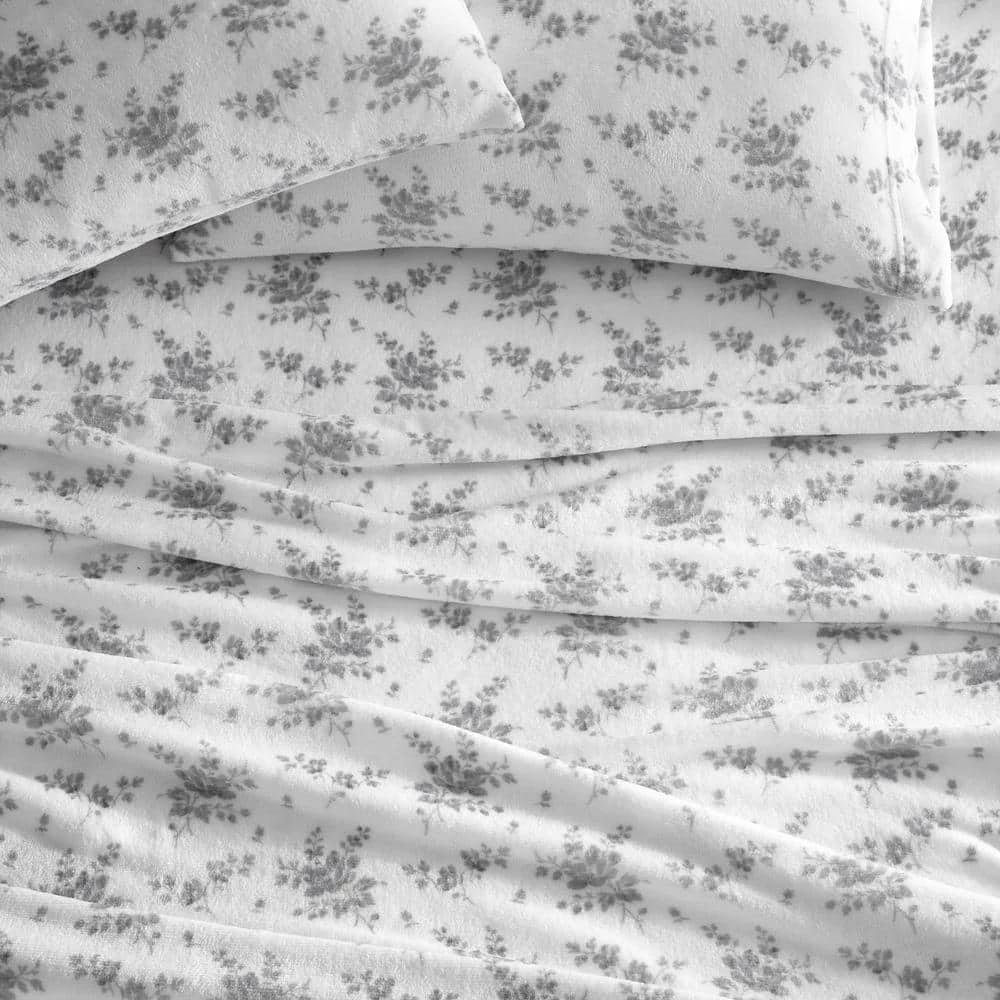 Best Pirce ๐งจ Flash Sale ๐ Rachel 4-Piece Gray Plush Fleece Microfiber Queen Sheet Set by Laura Ashley ๐ ๐ 2 Best Pirce ๐งจ Flash Sale ๐ Rachel 4-Piece Gray Plush Fleece Microfiber Queen Sheet Set by Laura Ashley ๐ ๐ - Image 2