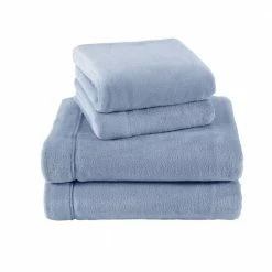 New ⭐ Flash Sale 😀 LA Solid 4-Piece Blue Plush Fleece Microfiber King Sheet Set by Laura Ashley 🎁 😀