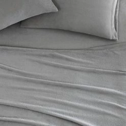 Budget 🛒 Outlet 🔔 LA Solid 4-Piece Gray Plush Fleece Microfiber Queen Sheet Set by Laura Ashley ⌛ 🧨 -Becky Cameron Shop laura ashley sheet sets ushsa01196145 1f 1000