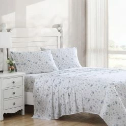 Top 10 🧨 Coupon 🔥 Garden Muse 4-Piece Blue Cotton King Sheet Set by Laura Ashley ❤️ 😍 -Becky Cameron Shop laura ashley sheet sets ushsa01217791 31 1000