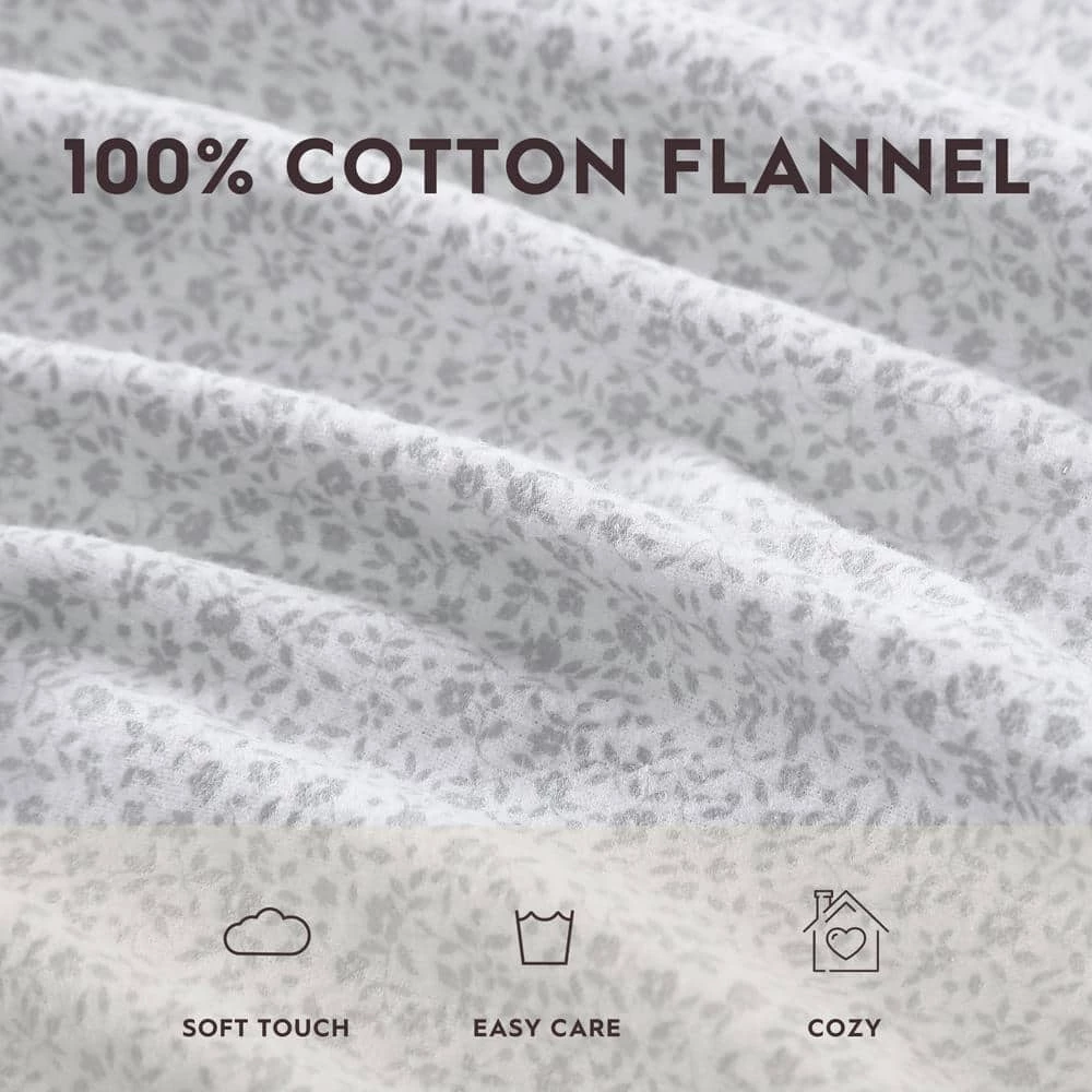 Best Pirce ๐ Brand new โ๏ธ Chelsie Vine 4-Piece Gray Cotton Flannel Queen Sheet Set by Laura Ashley ๐ ๐งจ 4 Best Pirce ๐ Brand new โ๏ธ Chelsie Vine 4-Piece Gray Cotton Flannel Queen Sheet Set by Laura Ashley ๐ ๐งจ - Image 4