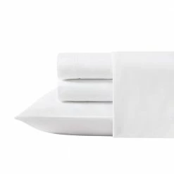 Best Pirce 😀 Hot Sale 🔔 LA Solid 4-Piece White Cotton Queen Sheet Set by Laura Ashley 😀 🧨