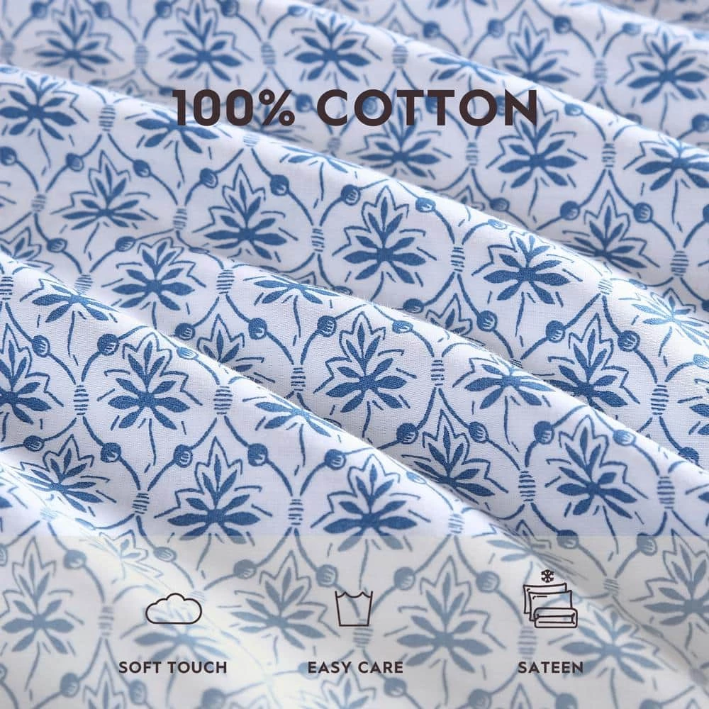 Promo โจ Budget ๐ Rosemarie 4-Piece Blue Cotton Queen Sheet Set by Laura Ashley ๐ โญ 4 Promo โจ Budget ๐ Rosemarie 4-Piece Blue Cotton Queen Sheet Set by Laura Ashley ๐ โญ - Image 4