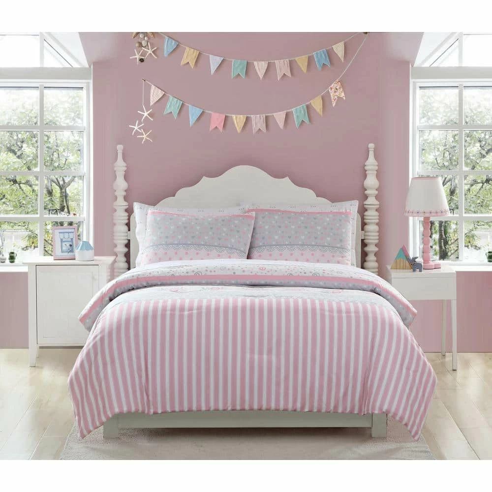 Best Sale ❤️ Cheap ⌛ Kute Kids Florals and Stripes 5-Piece Twin Bedding Set by Morgan Home ✨ ⌛ 1 Best Sale ❤️ Cheap ⌛ Kute Kids Florals and Stripes 5-Piece Twin Bedding Set by Morgan Home ✨ ⌛