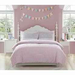 Outlet 🔥 Best Pirce 🥰 Kute Kids Florals and Stripes 7-Piece Full Bedding Set by Morgan Home ⭐ 👍