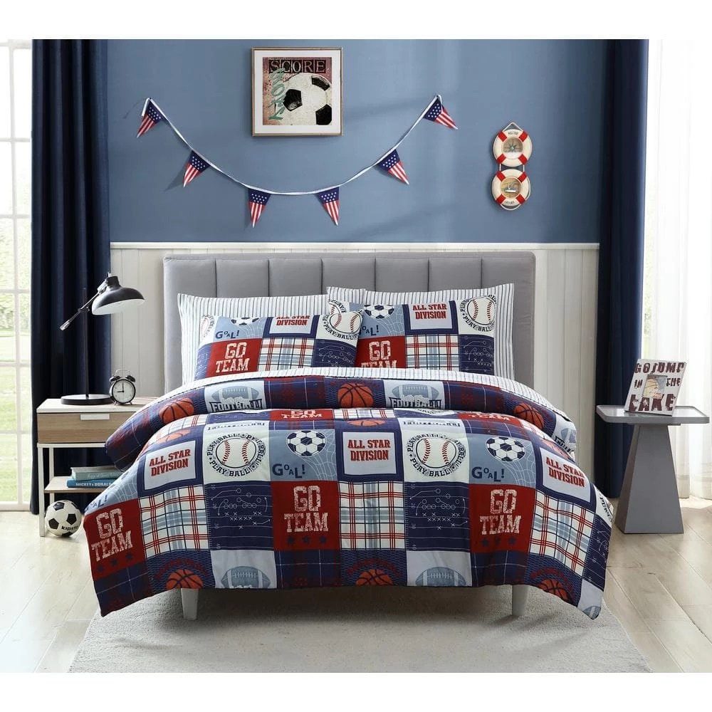 Flash Sale 👍 Deals 😀 Kute Kids Sports Dreams 5-Piece Twin Bedding Set by Morgan Home 🥰 🤩 1 Flash Sale 👍 Deals 😀 Kute Kids Sports Dreams 5-Piece Twin Bedding Set by Morgan Home 🥰 🤩
