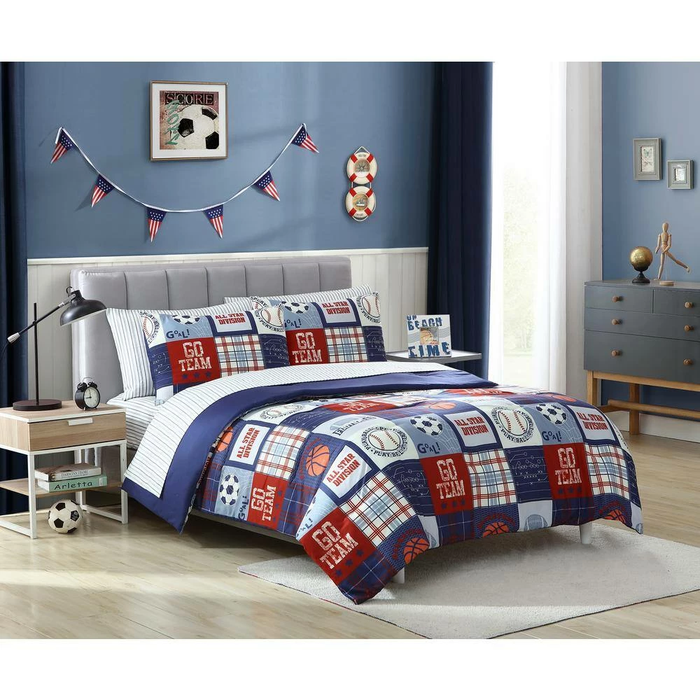 Flash Sale 👍 Deals 😀 Kute Kids Sports Dreams 5-Piece Twin Bedding Set by Morgan Home 🥰 🤩 2 Flash Sale 👍 Deals 😀 Kute Kids Sports Dreams 5-Piece Twin Bedding Set by Morgan Home 🥰 🤩 - Image 2