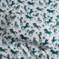 Promo 🎁 Promo 😀 Kute Kids Aqua Unicorn Sparkle 7-Piece Full Bedding Set by Morgan Home ❤️ 👏 -Becky Cameron Shop morgan home kids bedding sets m671166 44 1000