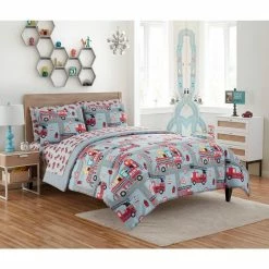 Promo 👍 Coupon 🔔 Kute kids Fire Truck Road 5-Piece Twin Bedding Set by Morgan Home 🔥 🎁 -Becky Cameron Shop morgan home kids bedding sets m677243 4f 1000