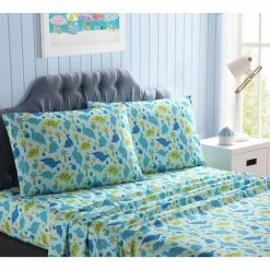 Best Pirce 🥰 Top 10 🔔 Kute Kids Baby Dinosaurs Green Toddler Sheet Set by Morgan Home 👏 ✔️