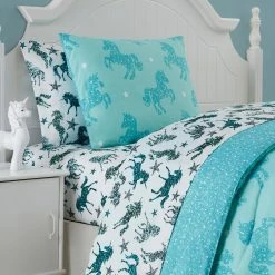 Best reviews of 🥰 Best Sale 🥰 Kute Kids Glitter Unicorn Aqua Toddler Sheet Set by Morgan Home 🎁 😍 -Becky Cameron Shop morgan home toddler bedding sets m643316 1f 1000