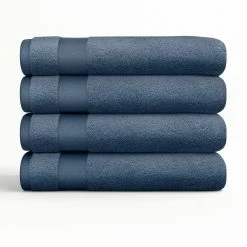 Cheap ❤️ Top 10 ⌛ 4-Piece Navy Ultra Soft Cotton Bath Towel Set by Becky Cameron ⭐ 👏 -Becky Cameron Shop navy becky cameron bath towels ih to520 4pk na 1f 1000