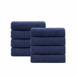 Best Sale 🌟 Brand new ✨ Gracious 8-Pieces Navy Turkish Cotton Hand Towels by Enchante Home 🔥 🔔