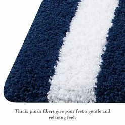 Hot Sale 😀 Best Pirce 🥰 Striped Multi-colored Navy/White 17 in. x 24 in. and 20 in. x 32 in. Polyester Rectangle Bathmat (2-Piece/Set) by Laura Ashley ✨ 🌟 -Becky Cameron Shop navy white laura ashley bathroom rugs bath mats lab013323 1f 1000