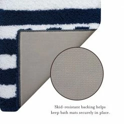 Hot Sale 😀 Best Pirce 🥰 Striped Multi-colored Navy/White 17 in. x 24 in. and 20 in. x 32 in. Polyester Rectangle Bathmat (2-Piece/Set) by Laura Ashley ✨ 🌟 -Becky Cameron Shop navy white laura ashley bathroom rugs bath mats lab013323 44 1000