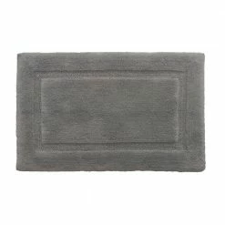 Best Sale ⌛ Hot Sale 🌟 Solid Bordered Ringspun Cotton Pale Gray 17 in. x 24 in. Bath Accent Rug by Laura Ashley 🧨 ❤️