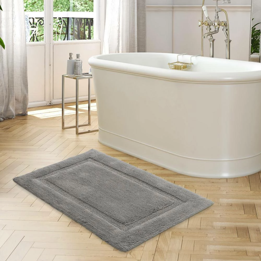 Best Sale โ Hot Sale ๐ Solid Bordered Ringspun Cotton Pale Gray 17 in. x 24 in. Bath Accent Rug by Laura Ashley ๐งจ โค๏ธ 2 Best Sale โ Hot Sale ๐ Solid Bordered Ringspun Cotton Pale Gray 17 in. x 24 in. Bath Accent Rug by Laura Ashley ๐งจ โค๏ธ - Image 2