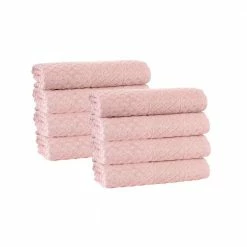 Cheap ❤️ Hot Sale 🥰 Glossy 8 pcs Peach Turkish Cotton Hand Towels by Enchante Home ✨ 🛒