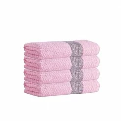 Wholesale ⭐ Discount 🎉 Anton 4 pcs Pink Turkish Cotton Hand Towels by Enchante Home ✨ 😍