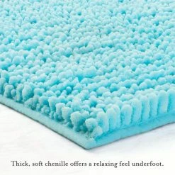 Budget ⭐ Promo 👏 Butter Chenille Blue Polyester Rectangle 2- Piece Bath Mat Set by Laura Ashley 🥰 ✔️