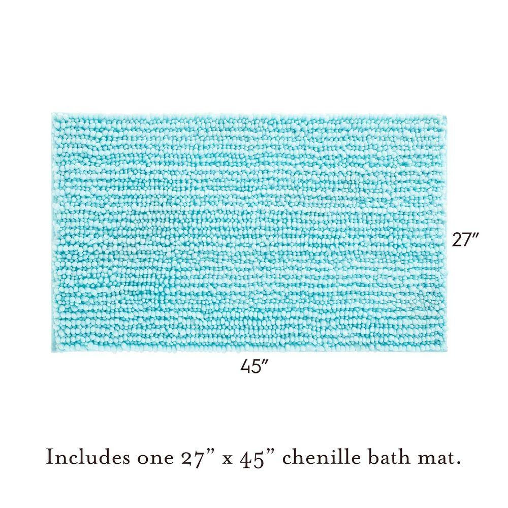 Brand new 🎁 Coupon 👍 Non-Slip Butter Chenille 27 in. x 45 in. Blue Polyester Rectangle Bath Mat by Laura Ashley ⭐ ❤️ 4 Brand new 🎁 Coupon 👍 Non-Slip Butter Chenille 27 in. x 45 in. Blue Polyester Rectangle Bath Mat by Laura Ashley ⭐ ❤️ - Image 4