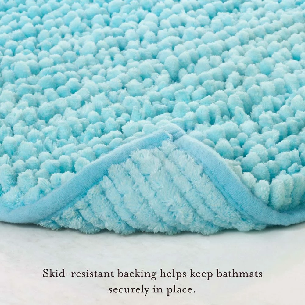 Brand new 🎁 Coupon 👍 Non-Slip Butter Chenille 27 in. x 45 in. Blue Polyester Rectangle Bath Mat by Laura Ashley ⭐ ❤️ 2 Brand new 🎁 Coupon 👍 Non-Slip Butter Chenille 27 in. x 45 in. Blue Polyester Rectangle Bath Mat by Laura Ashley ⭐ ❤️ - Image 2
