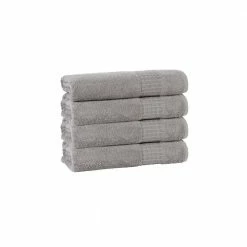 Wholesale 👏 Best deal 🌟 Ela 4 pcs Silver Turkish Cotton Hand Towels by Enchante Home 🔔 😉