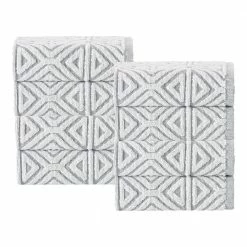 Best Sale 😍 Outlet 🥰 Glamour 8 pcs Silver Turkish Cotton Wash Towels by Enchante Home 🥰 👏