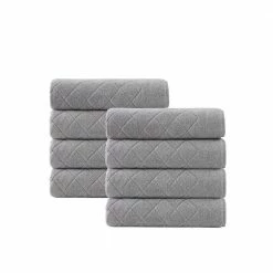 Brand new 🧨 Buy 🎉 Gracious 8-Pieces Silver Turkish Cotton Hand Towels by Enchante Home ⭐ 🛒