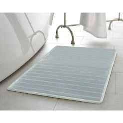 Coupon 🎉 Outlet ✔️ Charcoal Fused Reversible Shag Smoke Blue Memory Foam 21 in. x 34 in. Bath Mat by Laura Ashley 😀 💯 -Becky Cameron Shop smoke blue laura ashley bathroom rugs bath mats laymb008475 31 1000