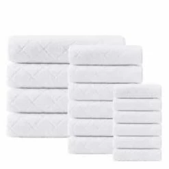 Deals ⭐ Wholesale 👏 Gracious 16-Pieces White Turkish cotton Towel Set by Enchante Home ✔️ 👍