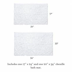 Discount 🔥 Outlet 👍 Butter Chenille 20 in. x 34 in. and 17 in. x 24 in. 2-Piece Bath Mat Set in White by Laura Ashley 🛒 🎁 -Becky Cameron Shop white laura ashley bathroom rugs bath mats laymb006951 4f 1000