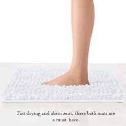 Discount 🔥 Outlet 👍 Butter Chenille 20 in. x 34 in. and 17 in. x 24 in. 2-Piece Bath Mat Set in White by Laura Ashley 🛒 🎁 -Becky Cameron Shop white laura ashley bathroom rugs bath mats laymb006951 c3 1000