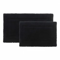 Best reviews of 🤩 Hot Sale 🧨 Solid Bordered Ringspun Cotton Xavier Navy 20 in. x 32 in. and 17 in. x 24 in. 2-Piece Bath Accent Rug Set by Laura Ashley 🎉 💯