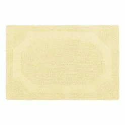 Brand new 🤩 Discount ✔️ Solid Reversible Yellow 21 in. x 34 in. Bath Mat by Laura Ashley ⭐ 🔔