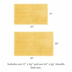 Best deal 🥰 Buy 👍 Butter Chenille Yellow 20 in. x 34 in. 2-Piece Set Bath Mat by Laura Ashley ⌛ 😀 -Becky Cameron Shop yellow laura ashley bathroom rugs bath mats laymb006130 4f 1000